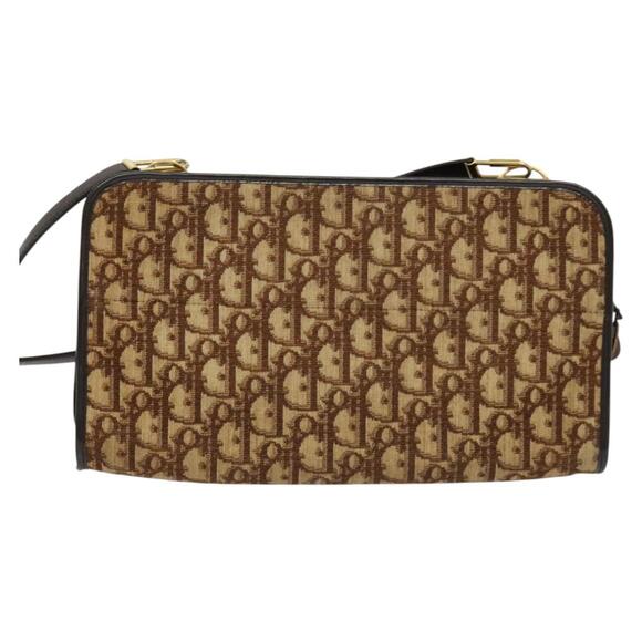 DIOR Trotter Canvas Shoulder Bag Brown Gold - Picture 3 of 12
